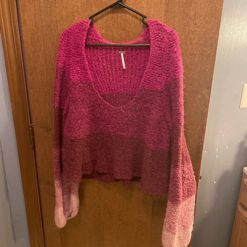 Free People Ombré Scoop Neck Sweater — Pink to Light Pink
